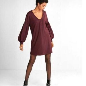 EXPRESS•Puff Sleeve burgundy Tunic Dress